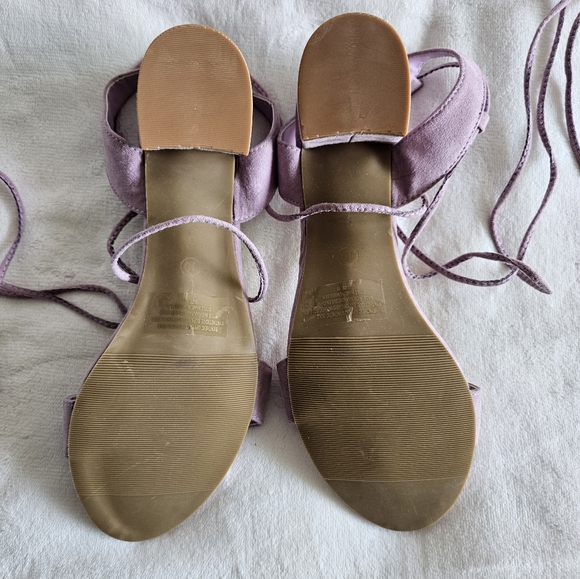 Women's Kitten Heel Lace Up Open Toe Sandals Sz 10 - Picture 6 of 7